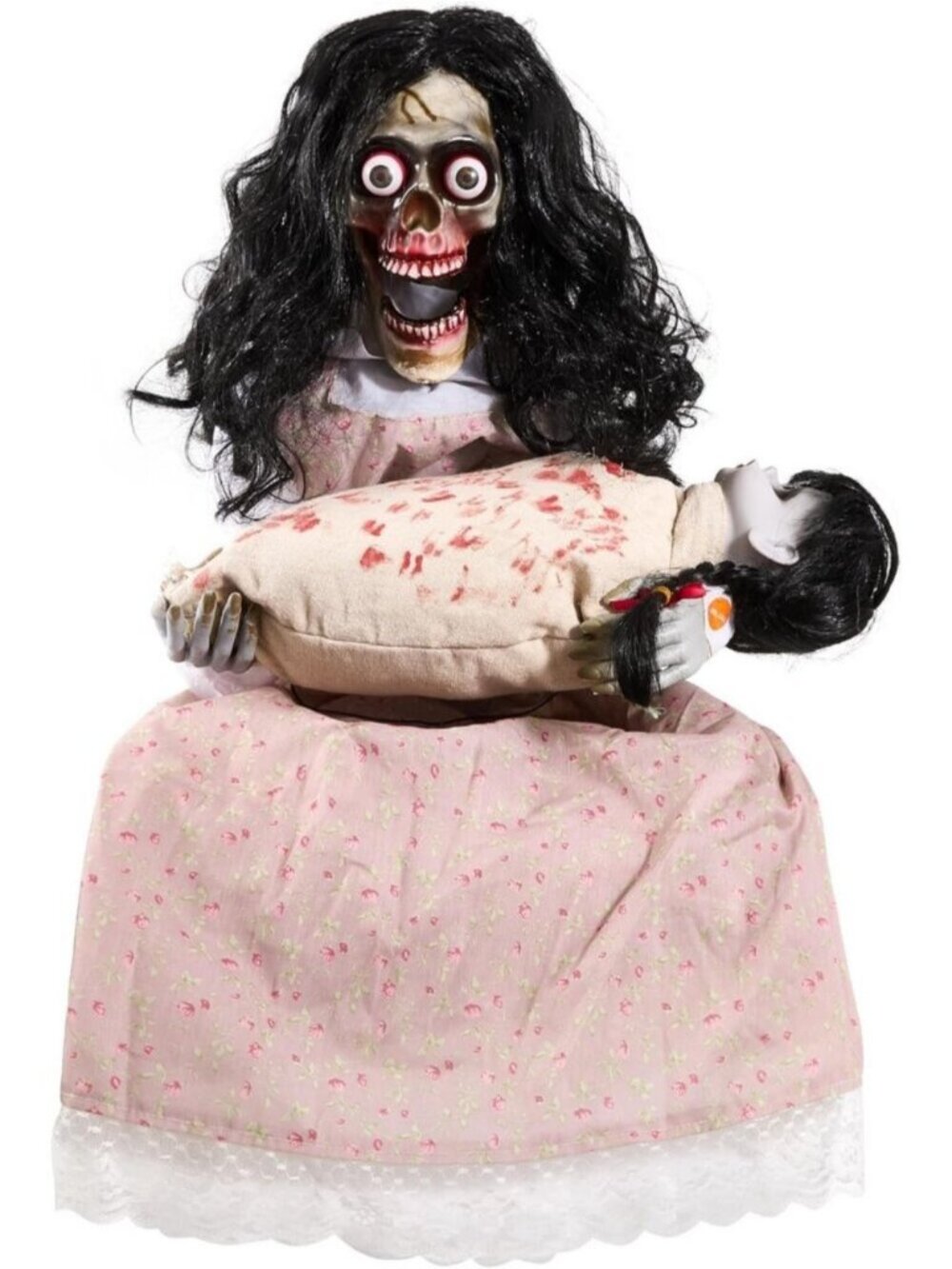 Halloween Plastic Animatronics Creepy Sitting Skeleton Doll Animated Decoration
